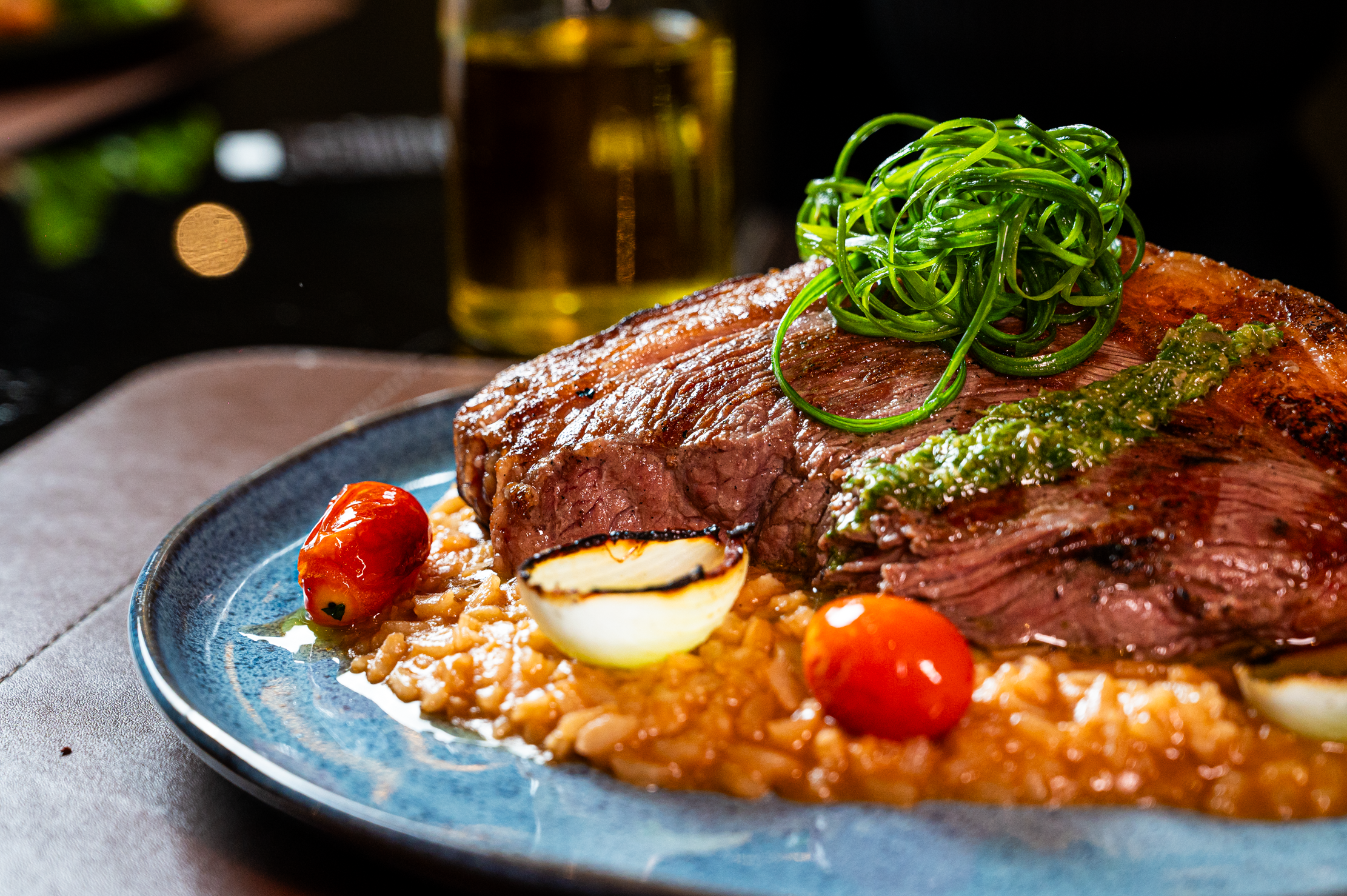 Picanha Grelhada com Risoto de Cebola Brûlée